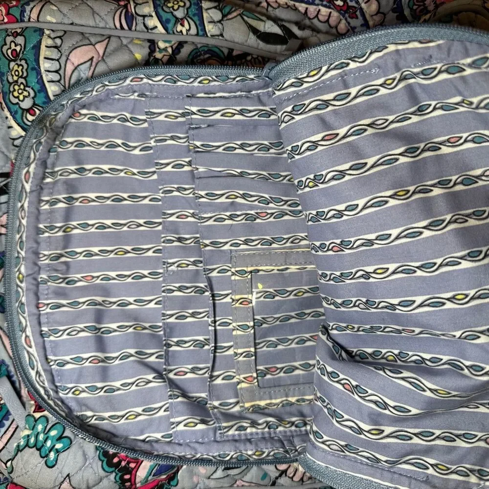 Vera Bradley Campus Backpack Wildflower Paisley Quilted Cotton Laptop Travel Bag